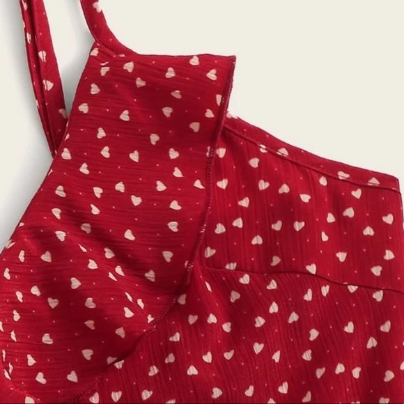 PLUS confetti heart dot dress ruffle red white - Picture 5 of 7